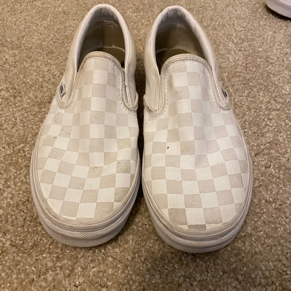 White and white checkered vans